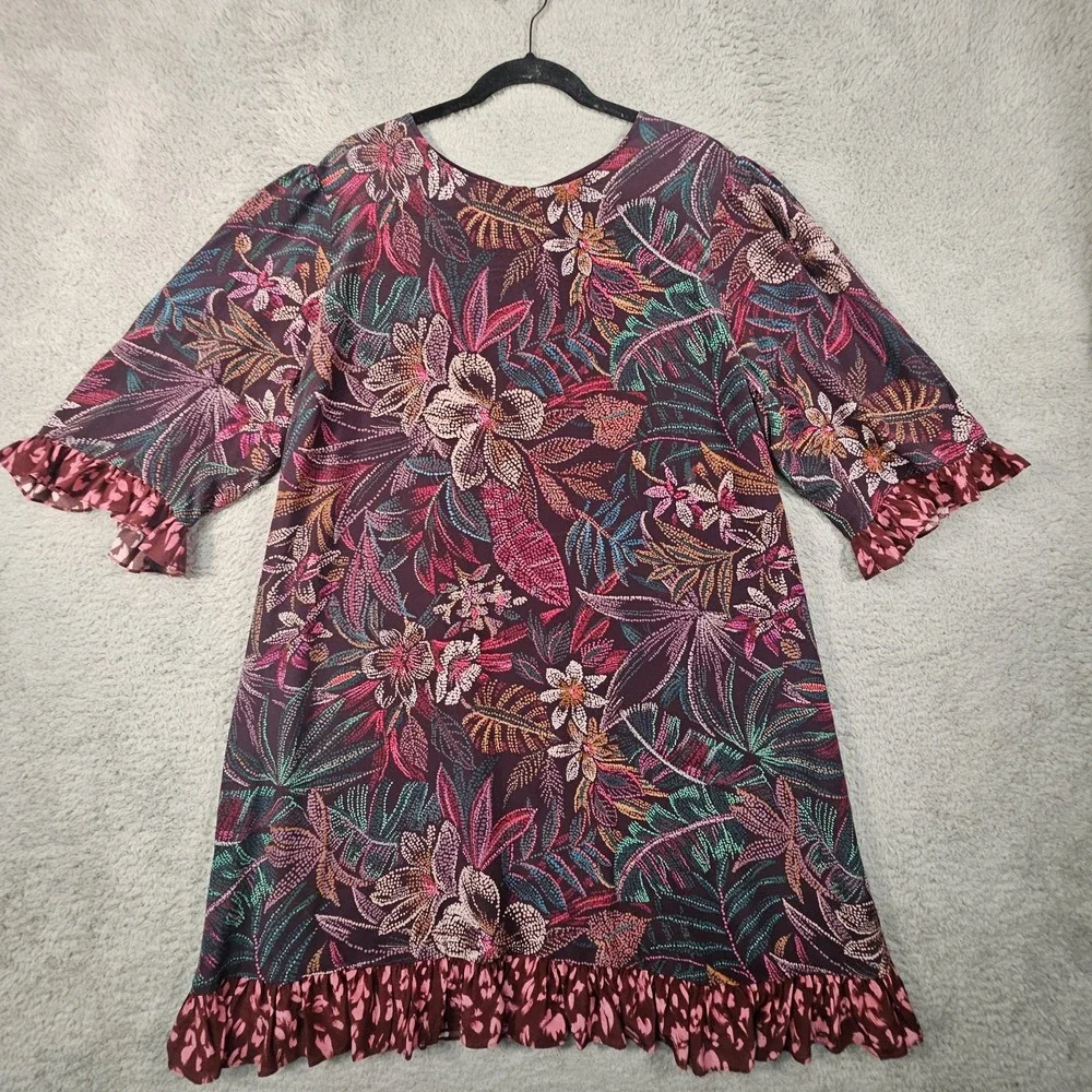 Johnny Was Alicante Silk Tunic Dress XL Floral Tropical Cruise‎ Designer Luxury - Picture 2 of 14